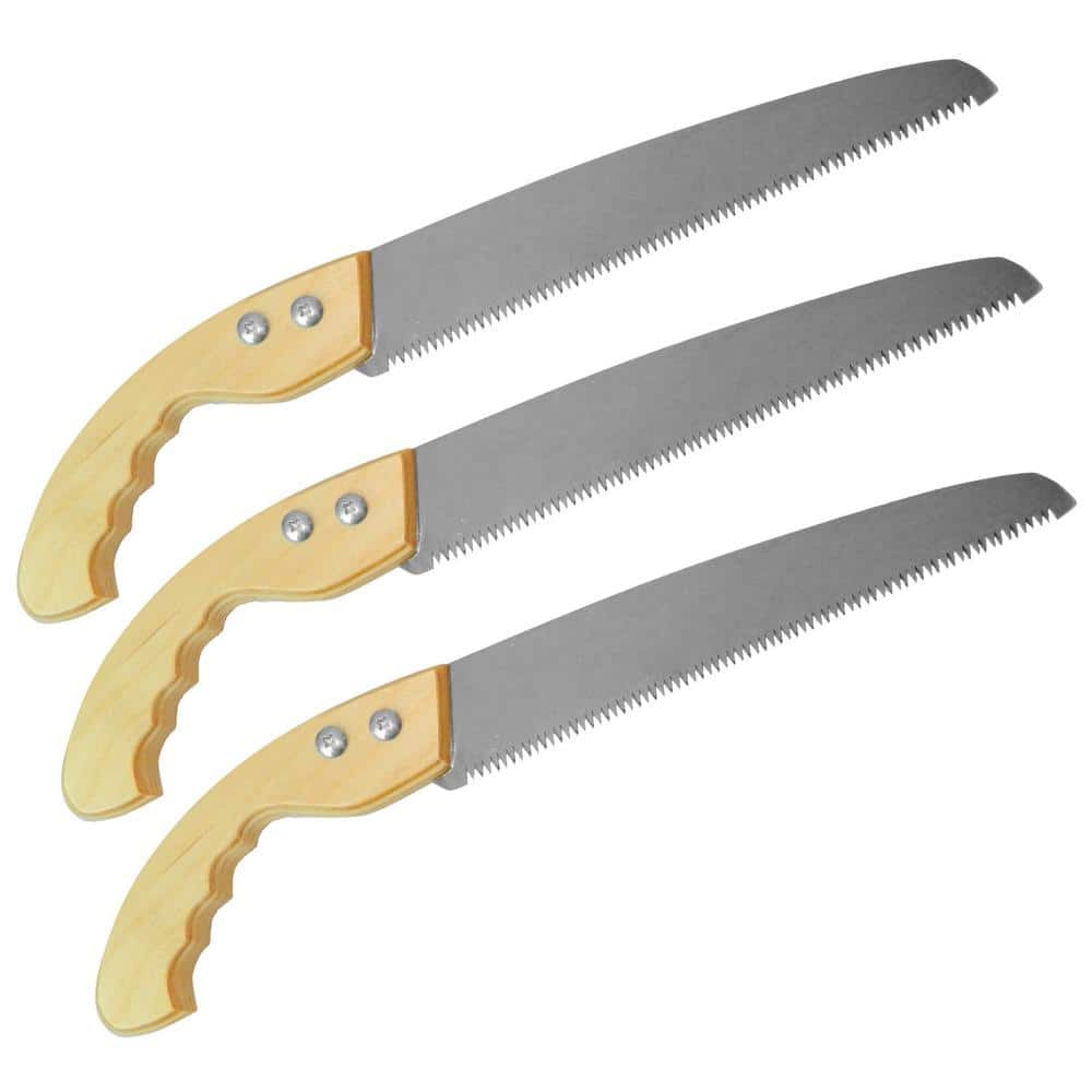 11 in. Tri-Cut Straight Blade Hand Pruning Saw with Wood Handle (3-Pack) - Hercitys