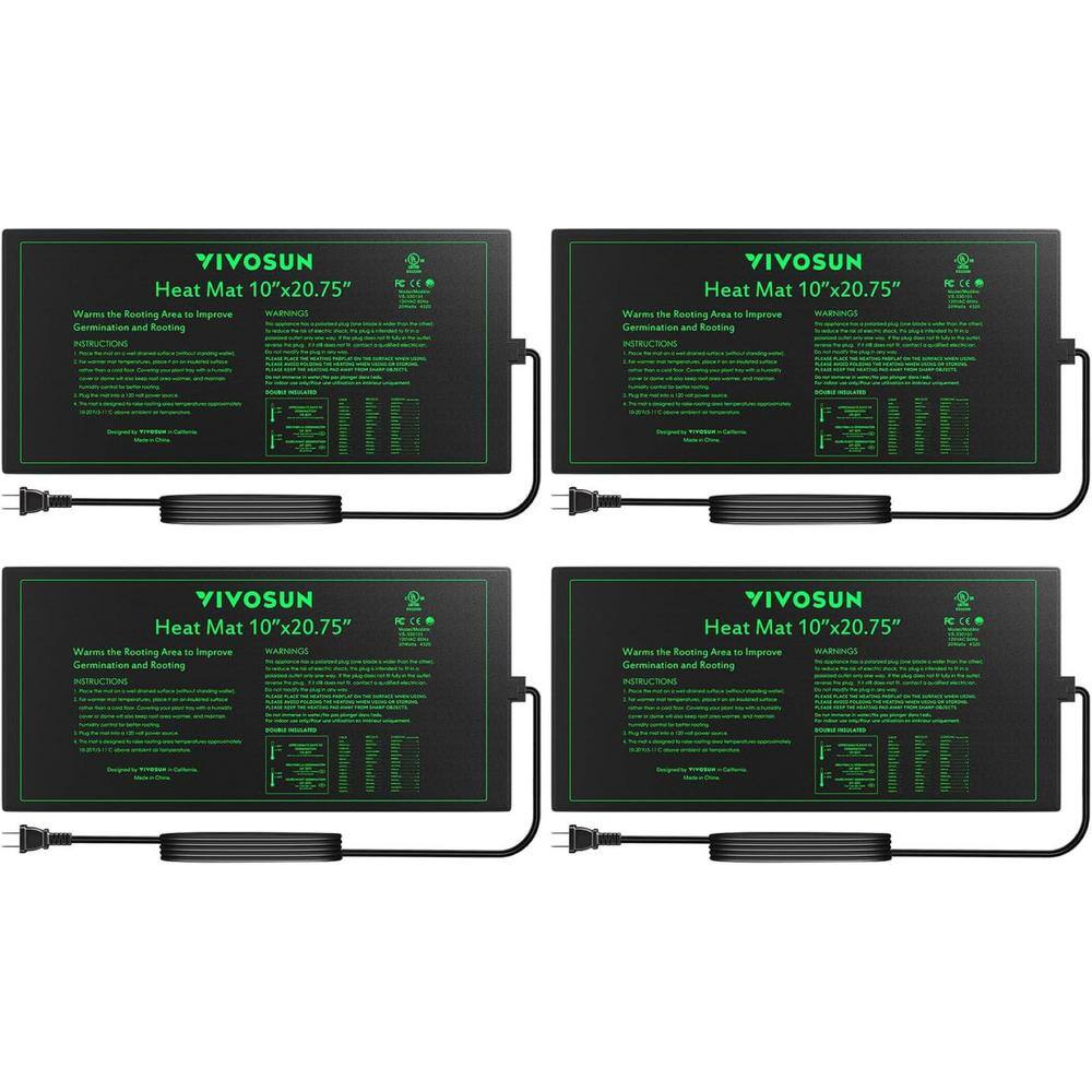 10 in. x 20.75 in. Durable Waterproof Seedling Heat Mat (4-Pack) - Hercitys
