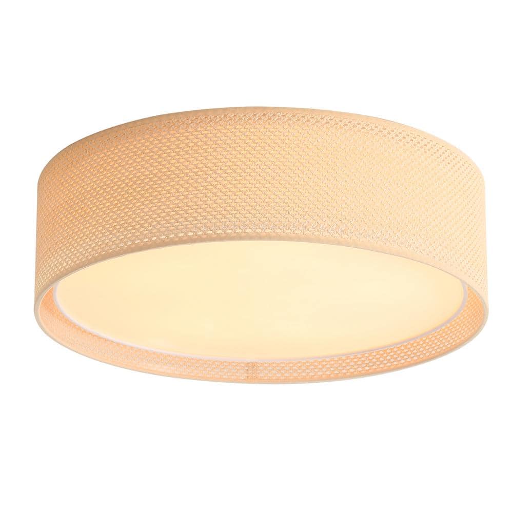 15.7 in. 3-Light Drum Flush Mount, Beige Finish - Hercitys