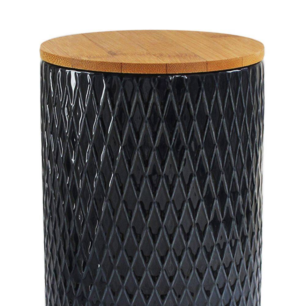 4-Piece Diamond Embossed Stoneware Canister Set with Lids, Navy - Hercitys