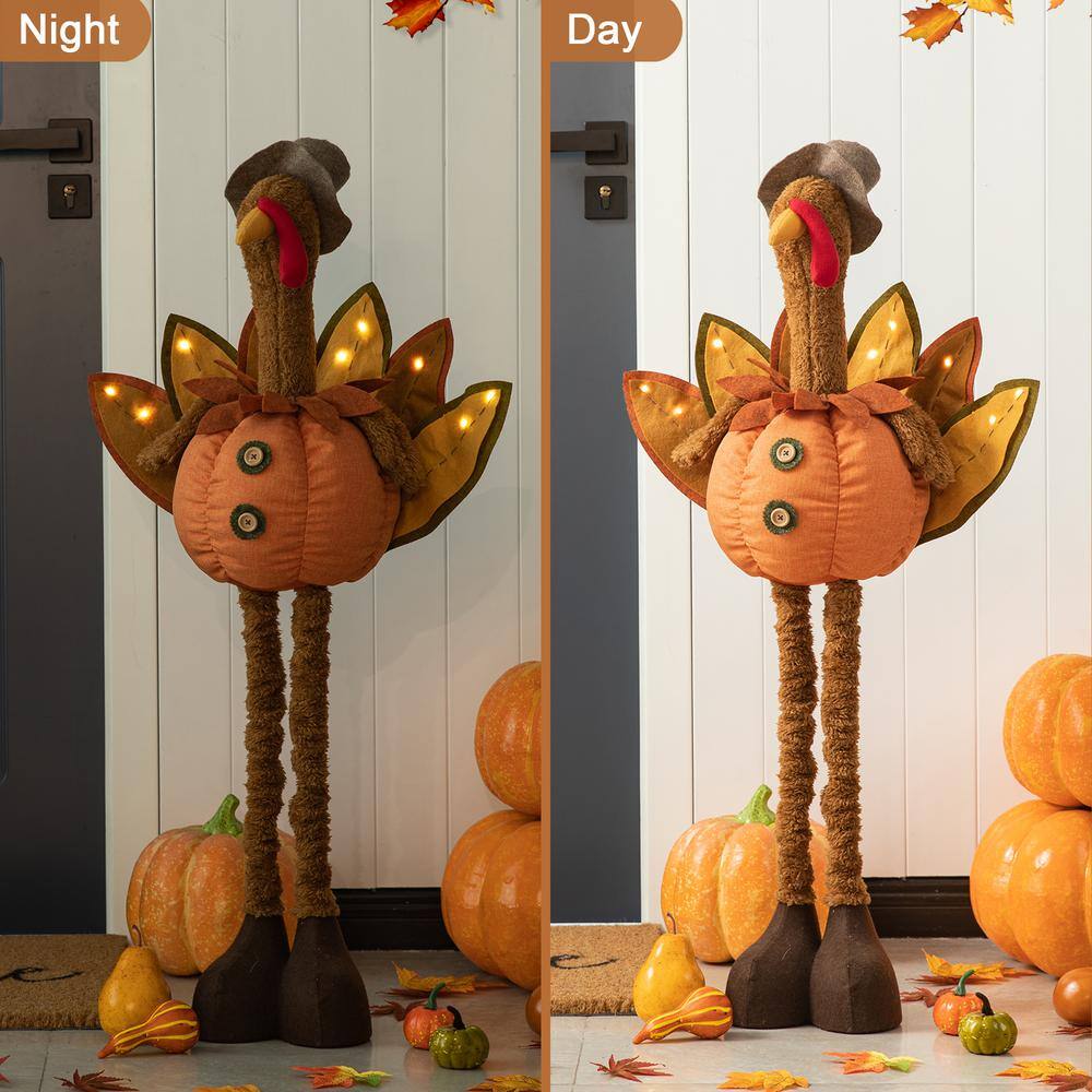 37.00 in. H/24.00 in. H Fabric Turkey Standing Decor with Telescoping Legs - Hercitys