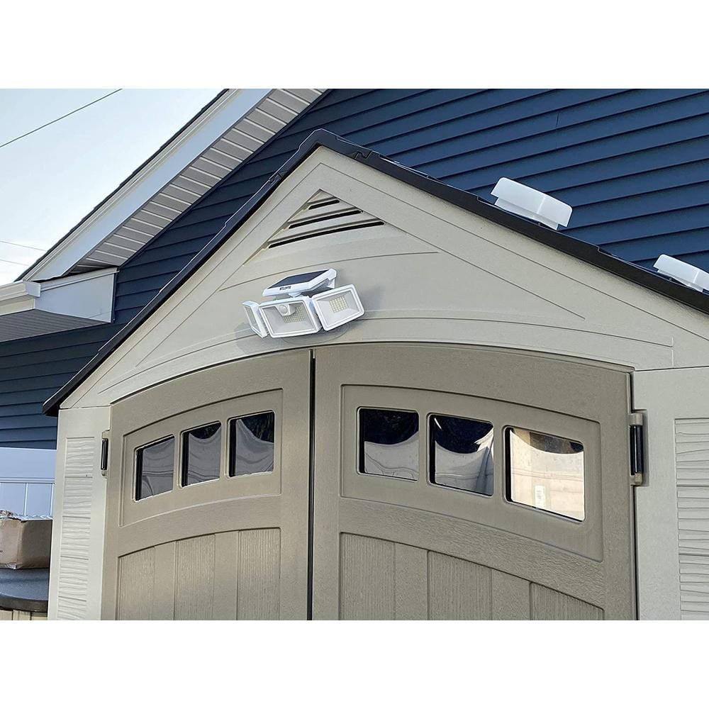 3-Mode Solar-Powered Motion-Activated LED Flood Light, Outdoor Spotlight w/ Daylight Sensor, 3 Adjustable Lamps (2-pack) - Hercitys