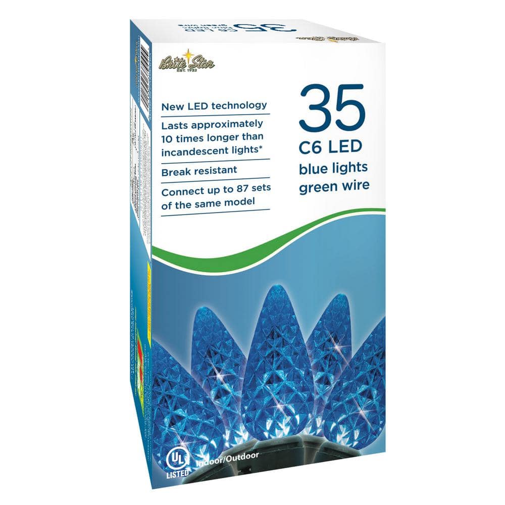 12 ft. 35-Count LED C6 Faceted Blue Christmas Lights - Hercitys