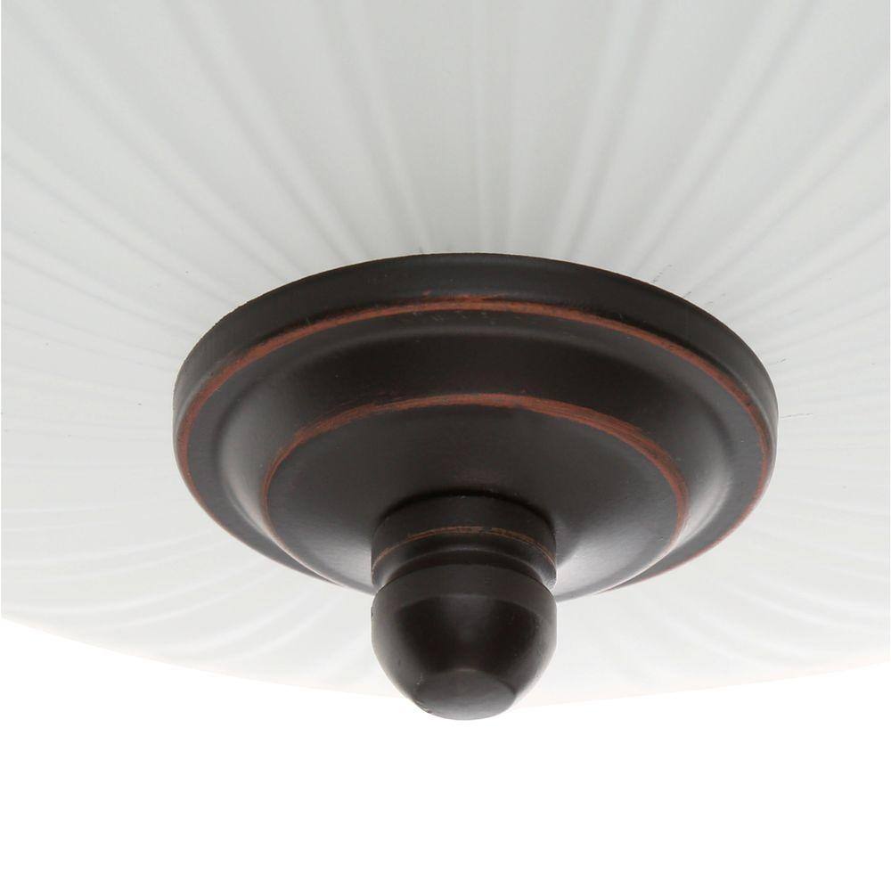 11 in. 100-Watt Equivalent Oil-Rubbed Bronze Integrated LED Flush Mount with Frosted Glass Shade (2-Pack) - Hercitys