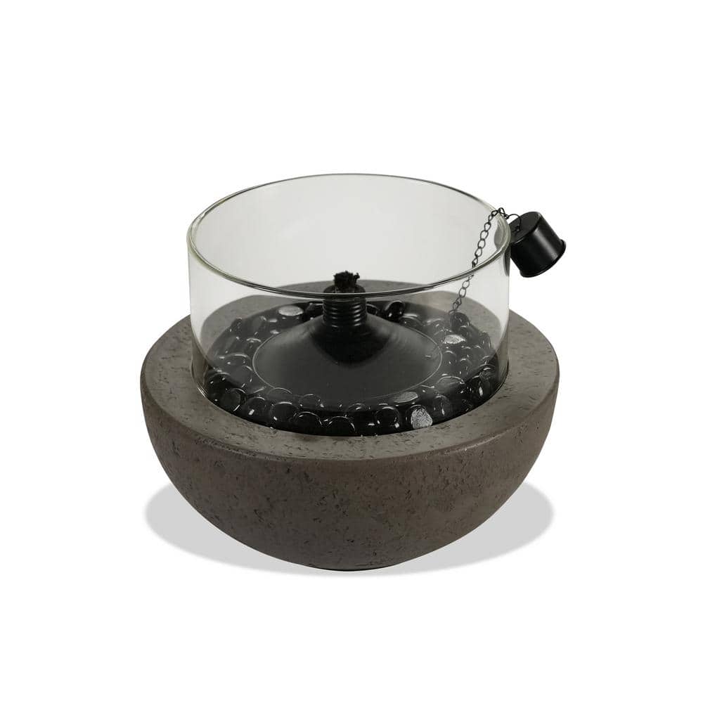 10.5 in. Dia Outdoor Gray Stone Tabletop Citronella Fire Bowl - Hercitys