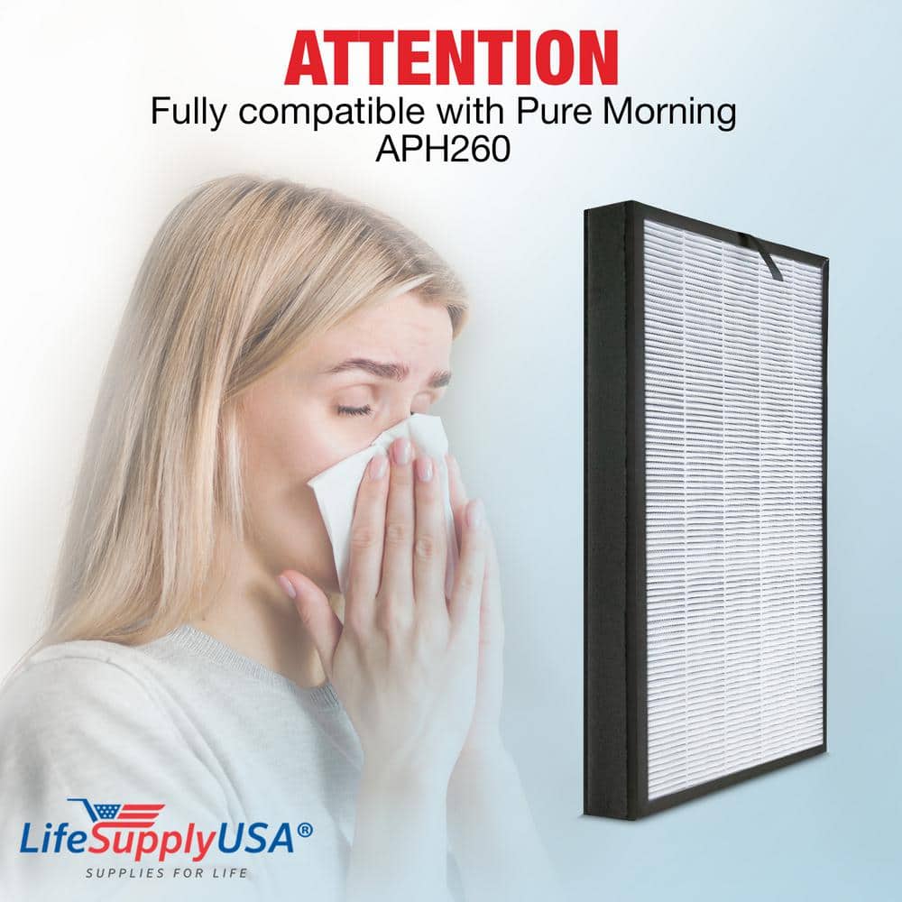3-in-1 True HEPA Replacement Filter plus Pre-Filter plus Carbon Filter Compatible with Pure Morning APH260 Air Purifier - Hercitys