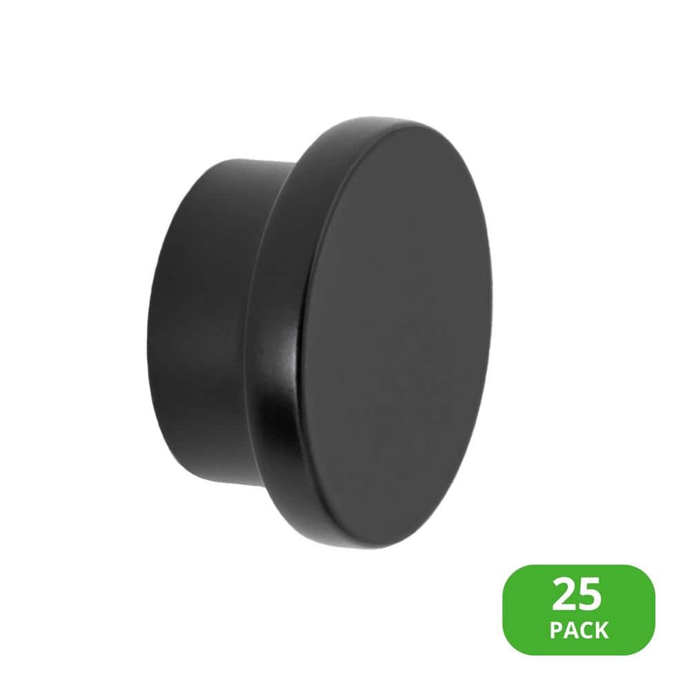 25-Pack Ethan 1-1/4 in. (32 mm) Modern Matte Black Round Cabinet Knob - Hercitys