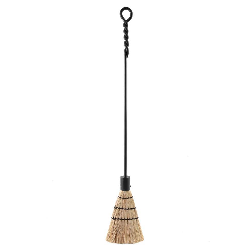36 in. Tall Black Extra-Long Rope Design Fireplace Brush Tool - Hercitys