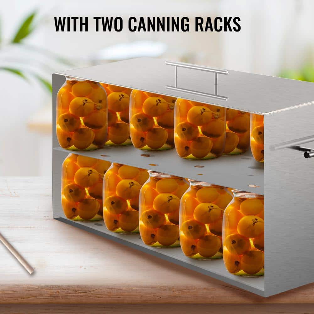 15 qt. Water Bath Canner Pot 1-Piece Silver Stainless Steel Gas Canning Preserving Set with Flat Bottom - Hercitys