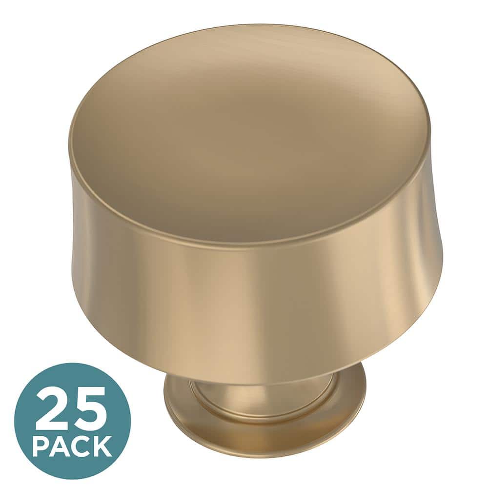 (25-Pack) Drum 1-1/4 in. (32 mm) Modern Champagne Bronze Round Cabinet Knobs - Hercitys