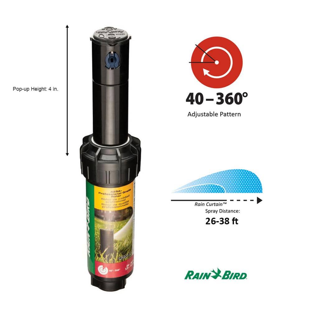 42SA+ 4 in. Pop-Up Gear-Drive Rotor Sprinkler, 40-360 Degree Pattern, Adjustable 26-38 ft. - Hercitys