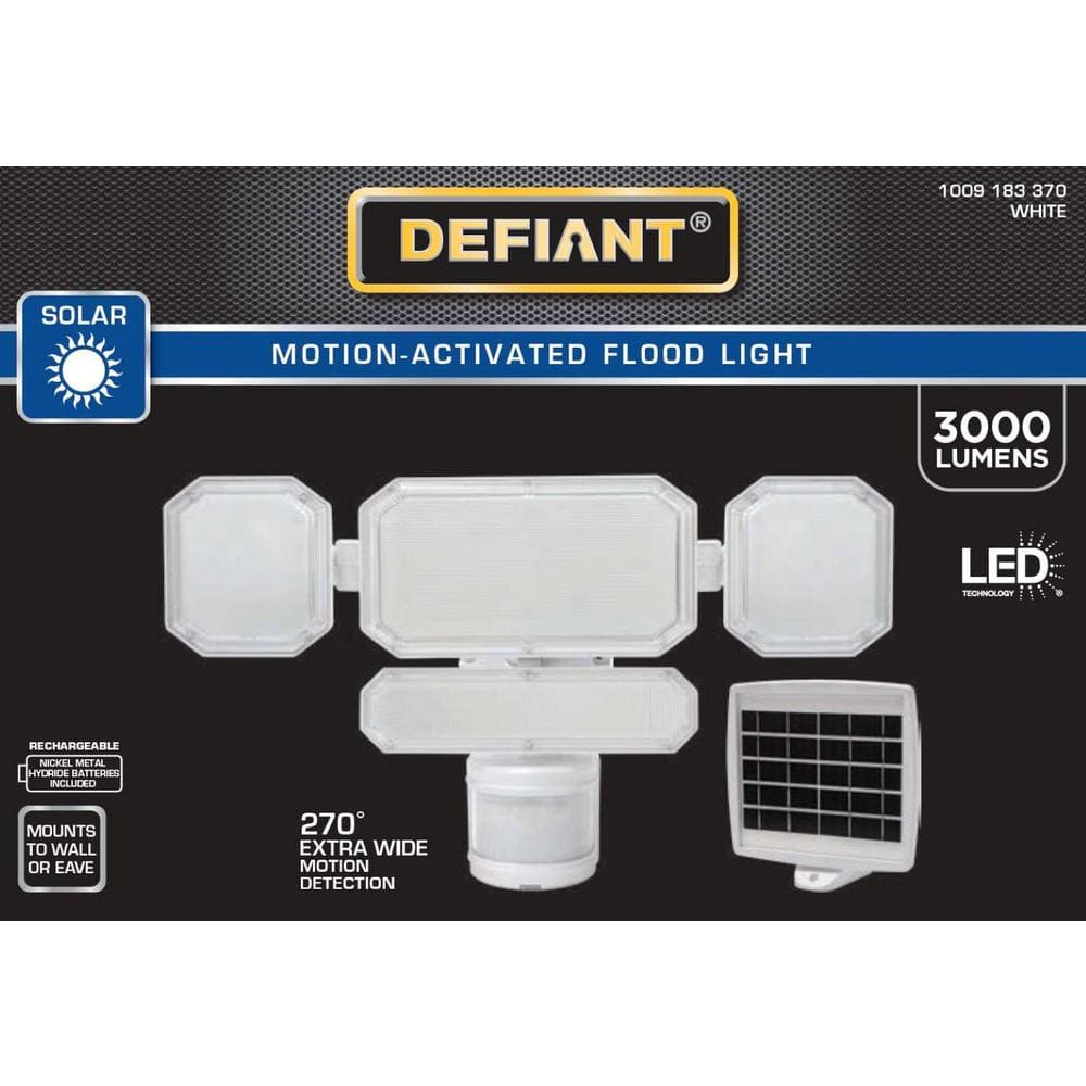 270° White Motion Sensor Solar Powered Outdoor 4-Head LED Security Flood Light 3000 Lumens - Hercitys