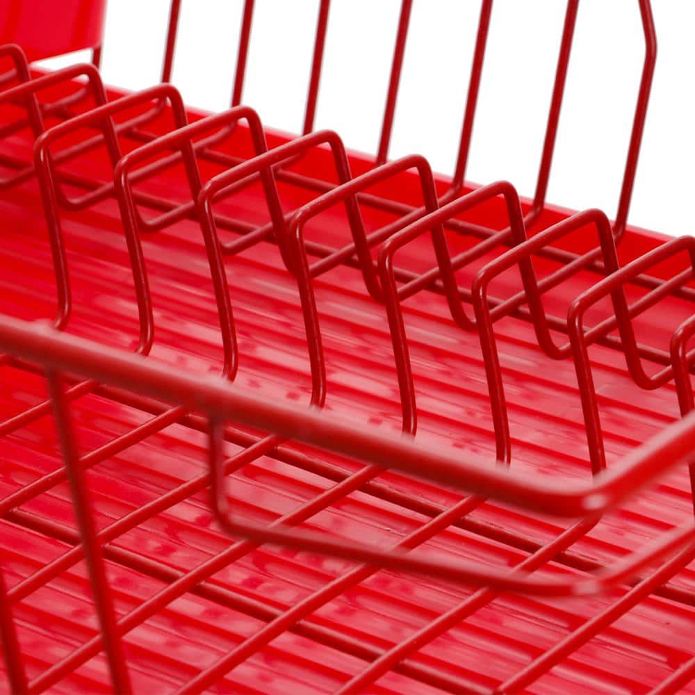17.5 in. Red Countertop Dish Rack - Hercitys