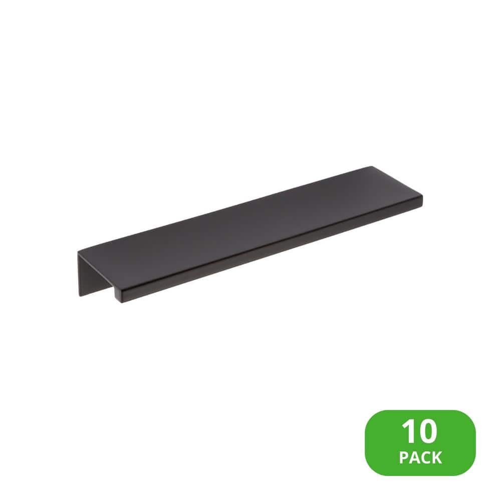10-Pack Ethan 4 in. (102 mm) Center-to-Center Matte Black Edge Drawer Pull - Hercitys