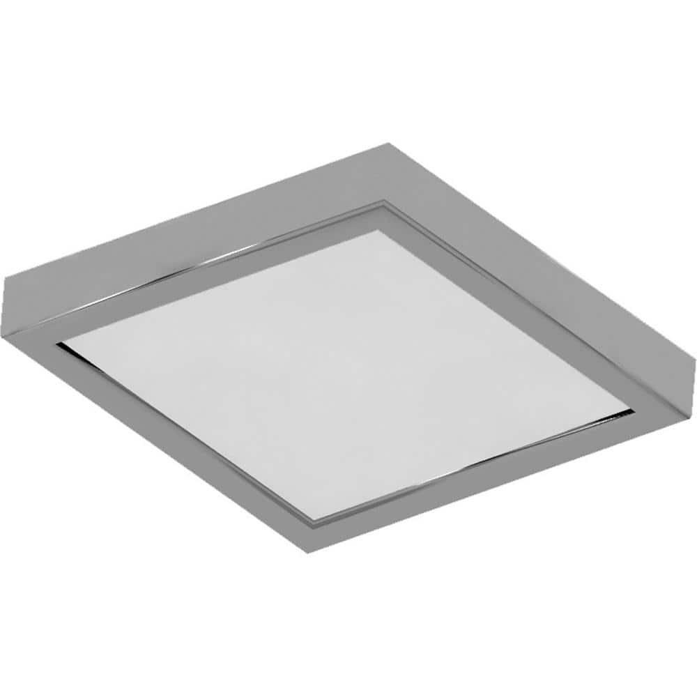 10 in. 1-Light Brushed Nickel LED Indoor Mini Square Ceiling Flush Mount/Wall Mount Sconce Light with White Square Lens - Hercitys
