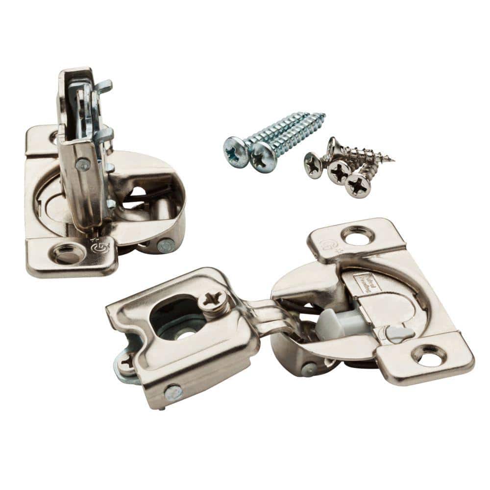 1 Pair Face Frame 35 mm 110-Degree 3/4 in. Overlay Soft Close Nickel Cabinet Hinge (2 Pieces) - Hercitys