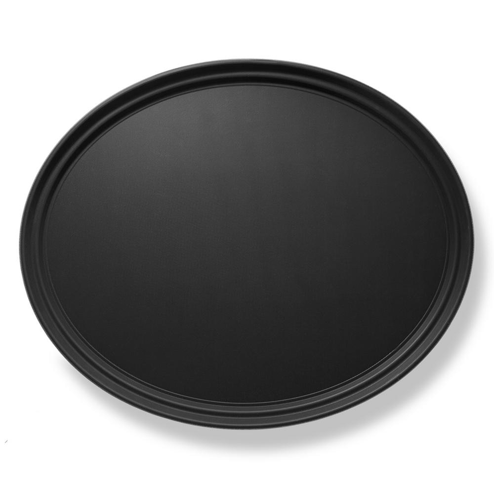 29 in. x 24 in. x 1.25 in. Oval Non-Slip Plastic Restaurant Serving Tray, Black – NSF Food Service - Hercitys