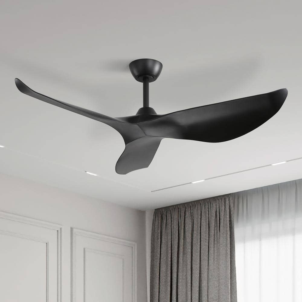 52 in. Indoor/Outdoor Black Ceiling Fan without Light for Bedroom or Living Room - Hercitys