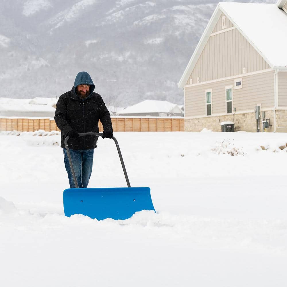 51 in. Steel Handle Hard Plastic Snow Shovel Pusher - Hercitys