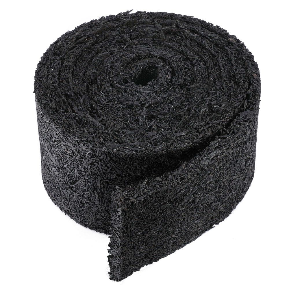 140 in. x 5.5 in. x 0.55 in. Recycled Black Rubber Edging Mulch Roll for Landscaping, Cut-to-Fit Garden Barrier (1-Pack) - Hercitys