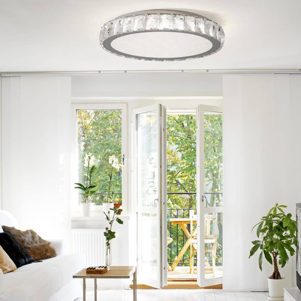 20 in. 45W Modern Crystal Ceiling LED Light Flush Mount 3 Colors Temperature Modern Fixture with Energy-Efficient Design - Hercitys
