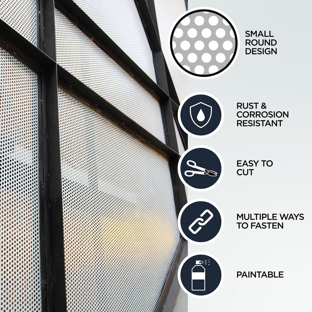 36 in. x 36 in. Small Hole Aluminum Sheet in Silver - Hercitys