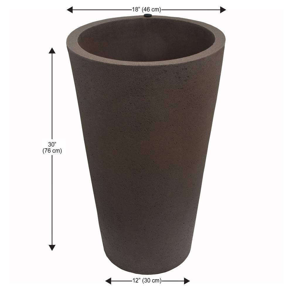 30 in. Tall Crete Plastic Planter, Brownstone - Hercitys
