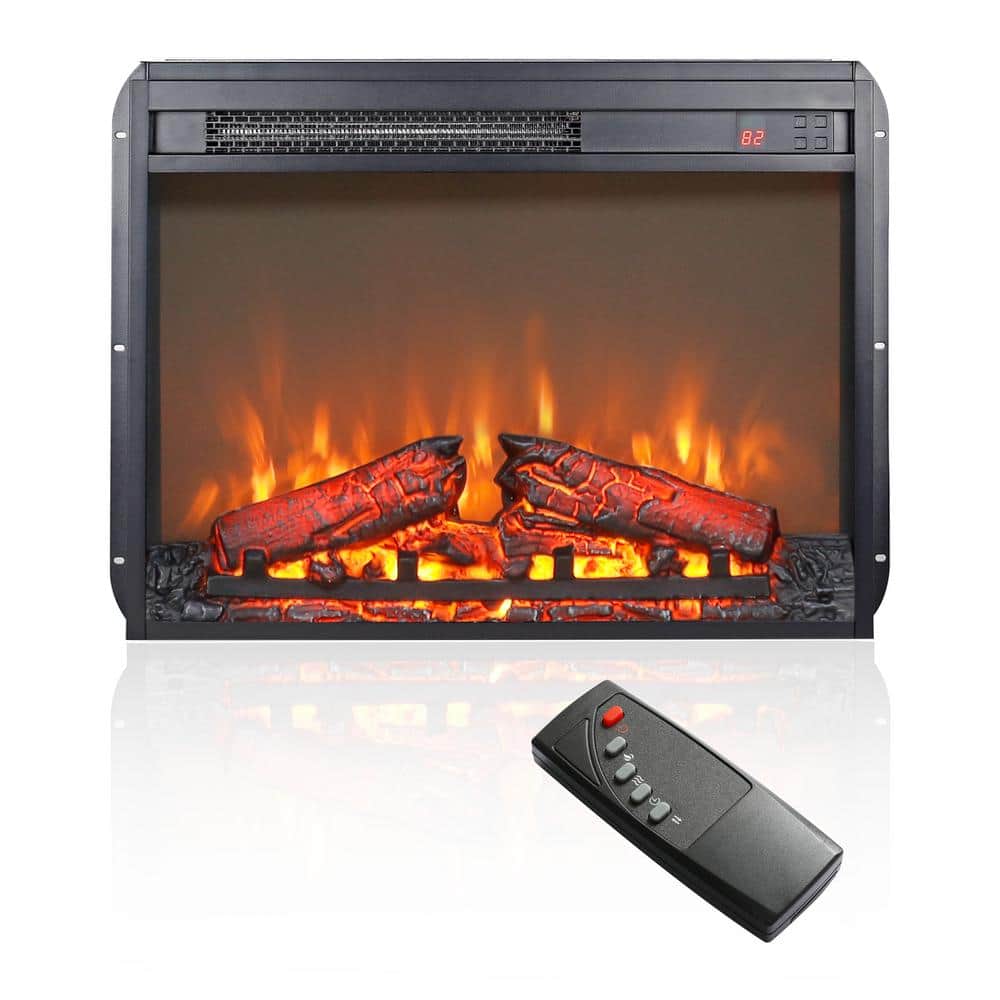 24 in. Wall Mount Electric Fireplace Insert in Black with Tempered Glass, Remote Control, Timer - Hercitys