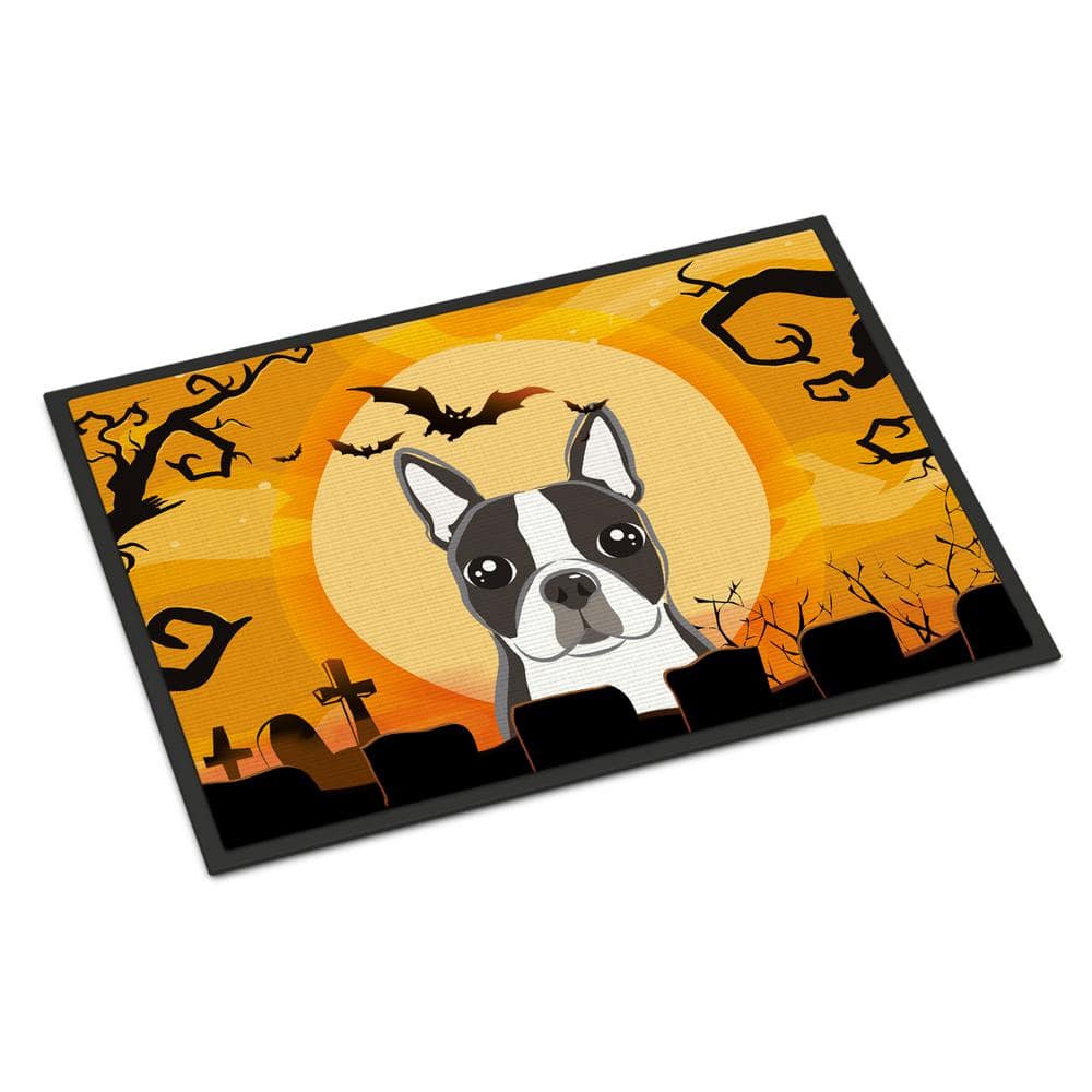 24 in. x 36 in. Indoor/Outdoor Halloween Boston Terrier Door Mat - Hercitys