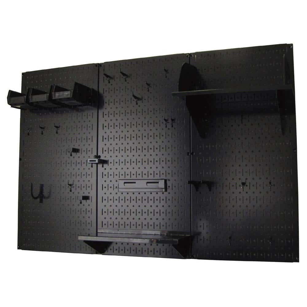 32 in. x 48 in. Metal Pegboard Standard Tool Storage Kit with Black Pegboard and Black Peg Accessories - Hercitys