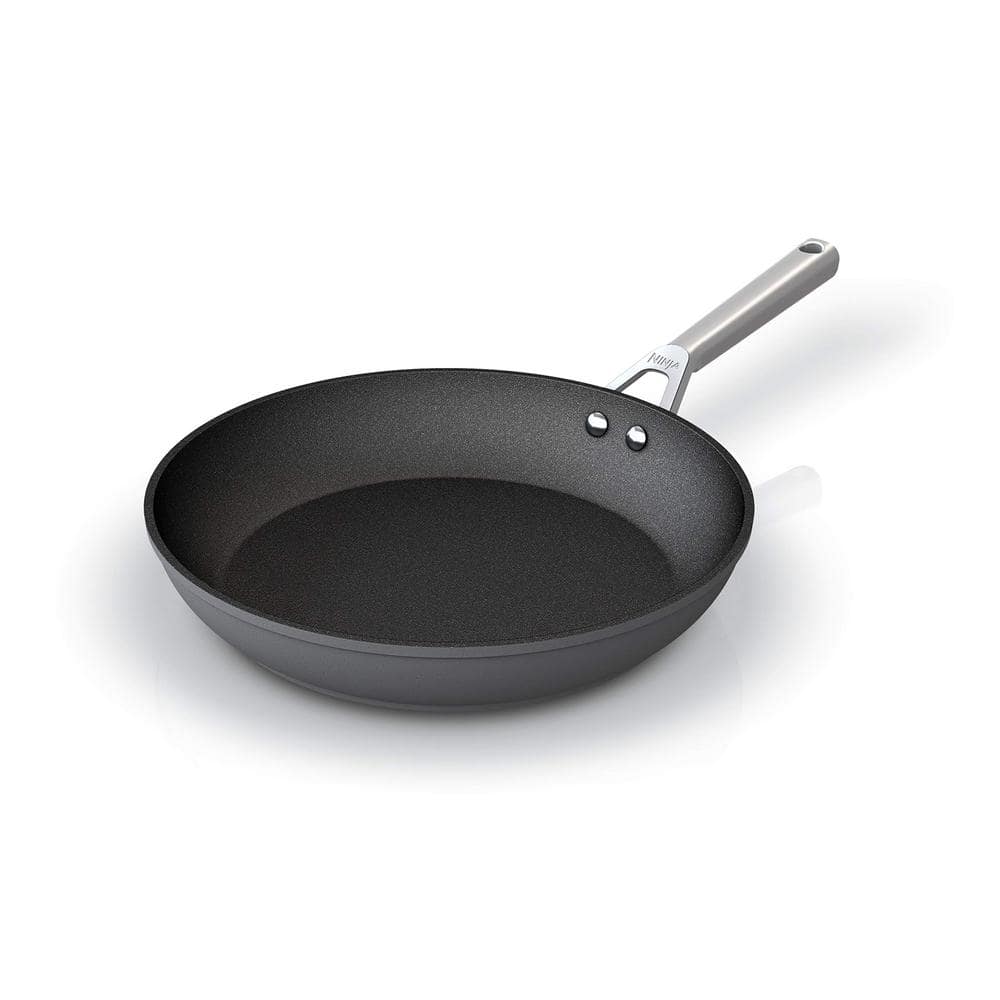 12 in. Hard-Anodized Heavy-gauge Aluminum Nonstick Durable Frying Pan in Slate Gray with Stainless Steel Handle - Hercitys