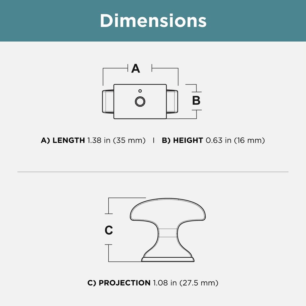 12-Pack Classic Edge 1-3/8in. (35 mm) Classic Matte Black Cabinet Knob - Hercitys