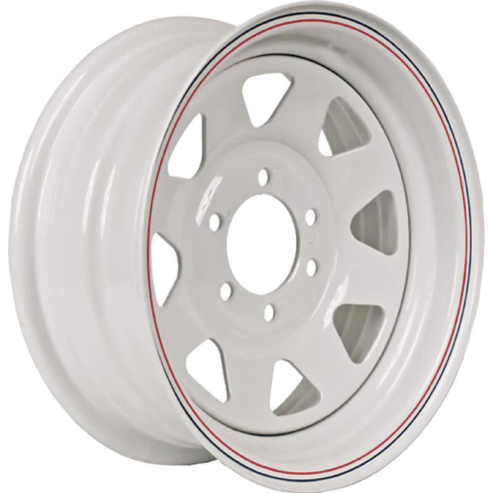 2860 lb. Load Capacity White with Stripe 6 Spoke Steel Wheel Rim - Hercitys