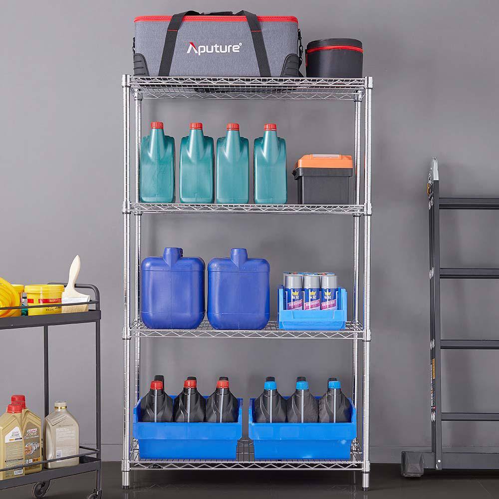 4-Tier Commercial Chrome Shelving Unit (18 in. D x 36 in. W x 59 in. H) - Hercitys