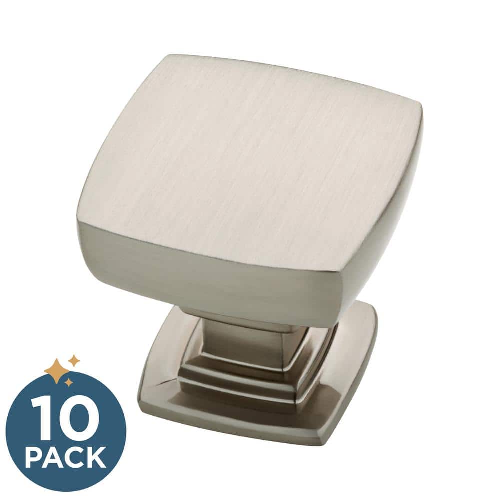 (10-Pack) Webber 1-1/8 in. (29 mm) Classic Brushed Nickel Square Cabinet Knobs - Hercitys