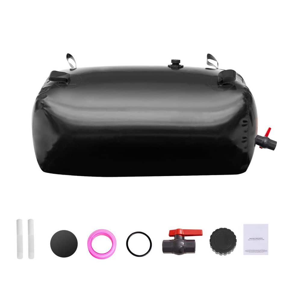 113L/29.85 Gal. Water Storage Bladder, Portable RV Water Tank, 1000D PVC Collapsible Soft Water Bag, Emergency, Black - Hercitys