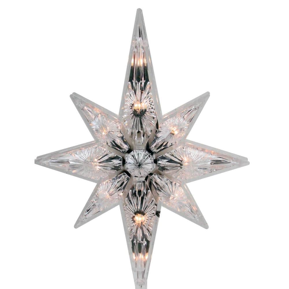 10.75 in. Faceted Star of Bethlehem Christmas Tree Topper – Clear Lights - Hercitys
