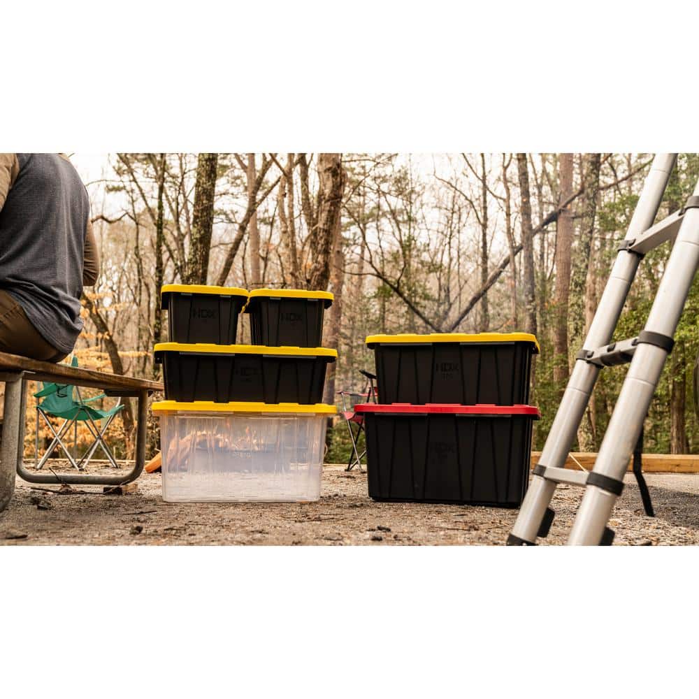 27-Gal. and 7-Gal. Tough Storage Tote Bundle in Black and Yellow – 6 Pack - Hercitys