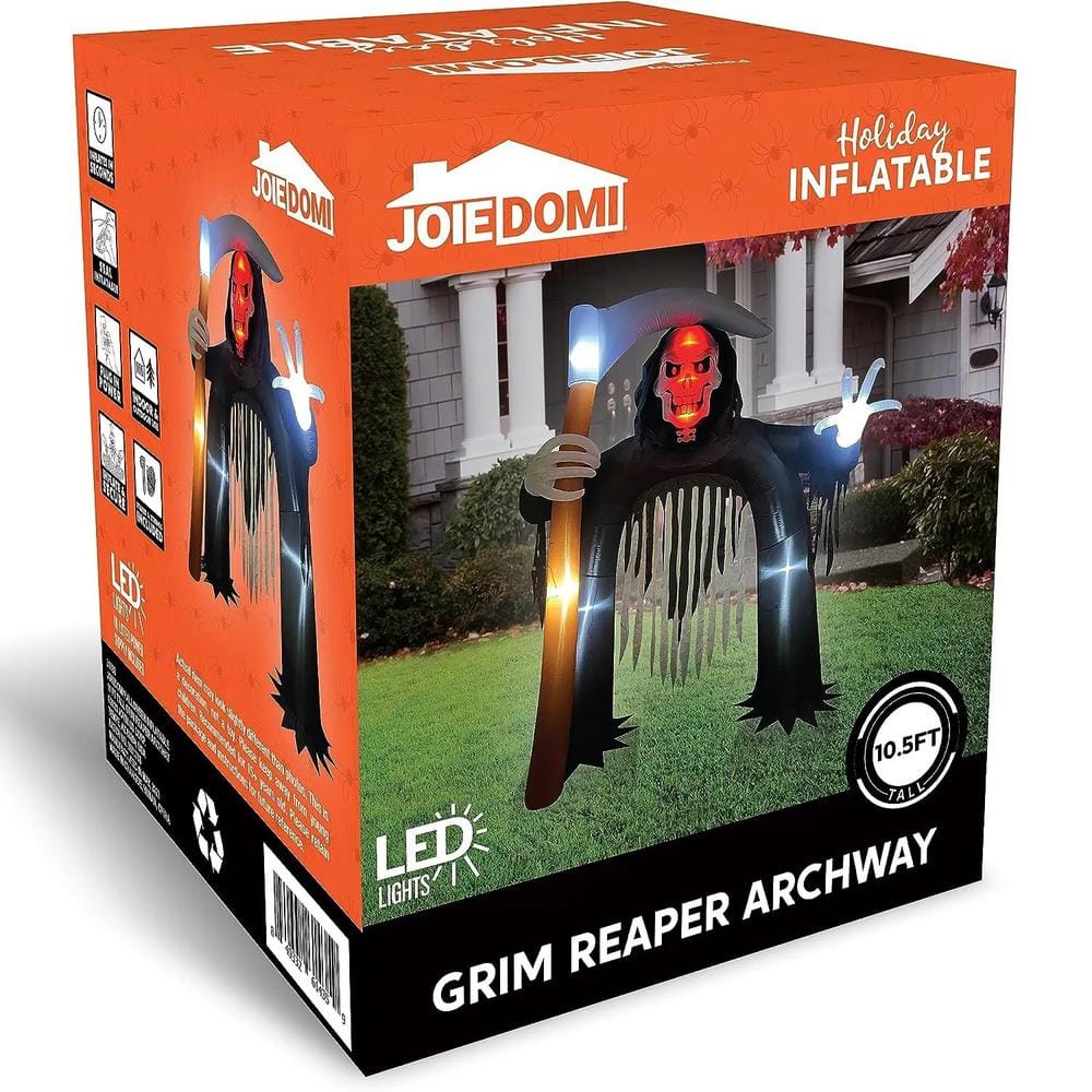 10.5 FT Black Halloween Inflatable Grim Reaper Archway made of Polyester - Hercitys