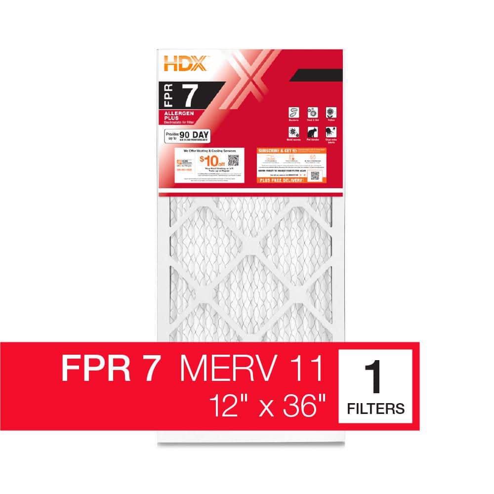 12 in. x 36 in. x 1 in. Allergen Plus Pleated Air Filter FPR 7, MERV 11 - Hercitys
