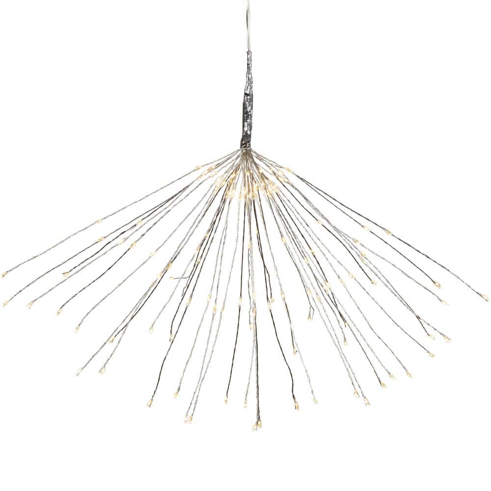 20″ LED Lighted Firework Silver Branch Christmas Decoration-Warm White Lights - Hercitys