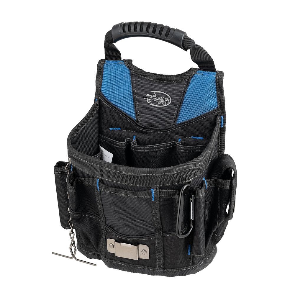 10 in. Open Top Tool Tote Utility Pouch Bag with Black Finish and 13 total pockets - Hercitys