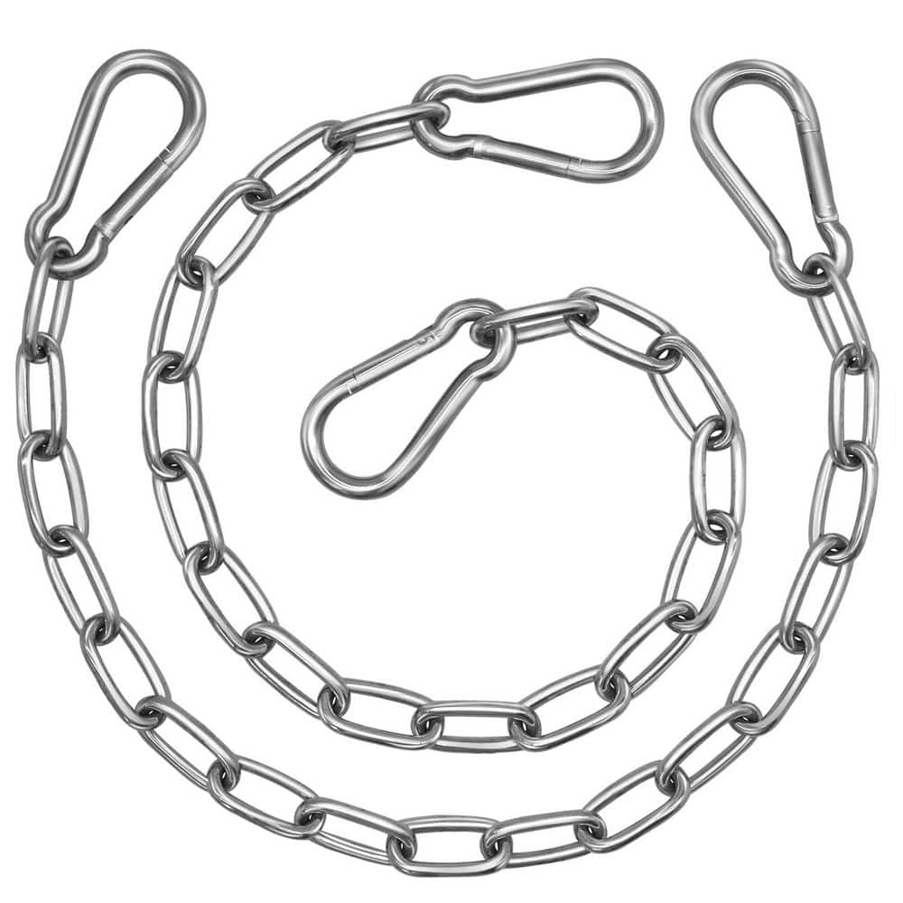 25.6 in. 660 lb. Capacity Hanging Swing Chain with 4 Carabiners for Punching Bags, Swing Chairs, Silver (2-Pack) - Hercitys