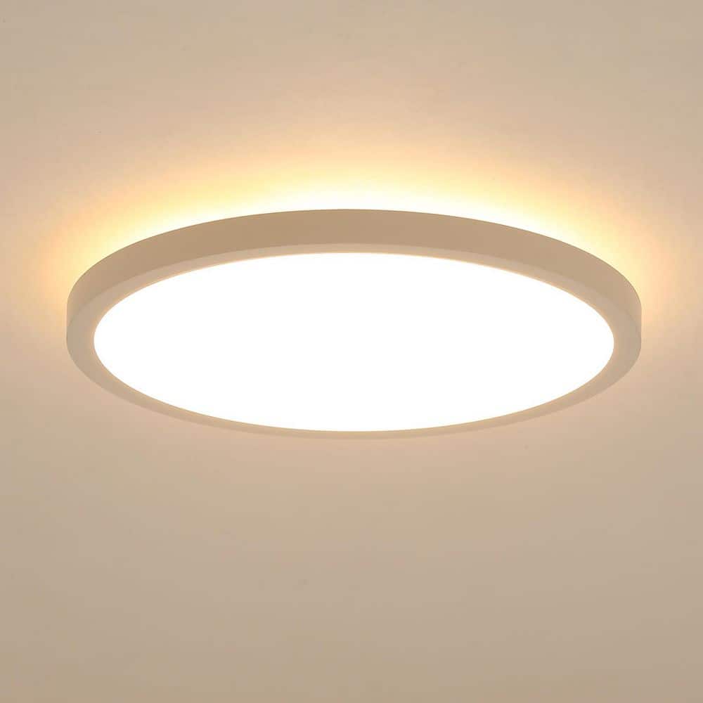 12 in. 20-Watt Modern White Integrated LED Flush Mount with White ABS Shade - Hercitys