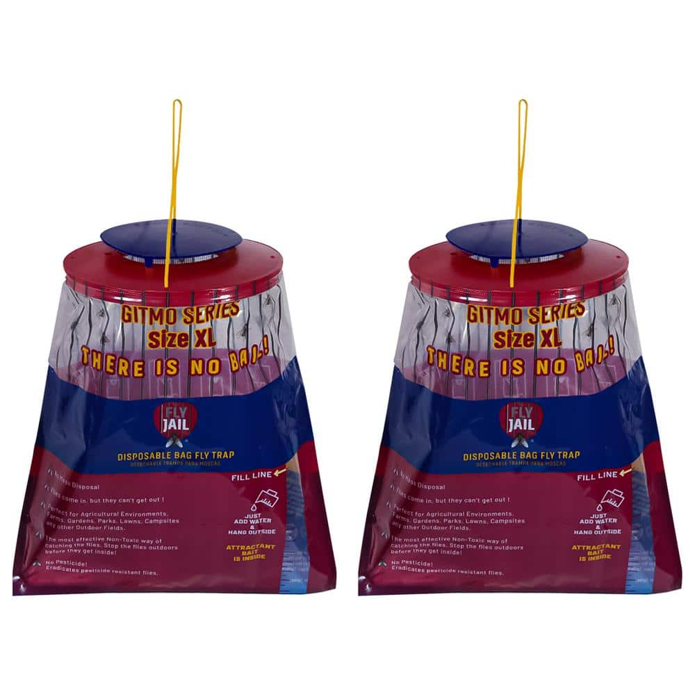 2 Gitmo Series X Large Bag Outdoor Disposable Fly Trap, Pre-Baited with Flies Inn Attractant, Effective Fly Catcher - Hercitys