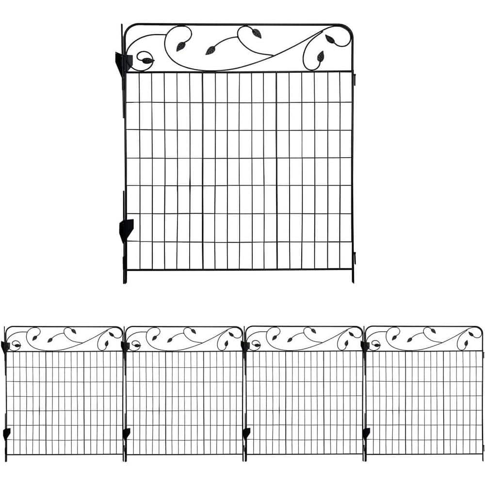 44 in. x 3 ft. Movable Garden Fence Metal Steel Wire Gate Border Edge Folding Animal Barrier Section Edging.(Set of 4) - Hercitys