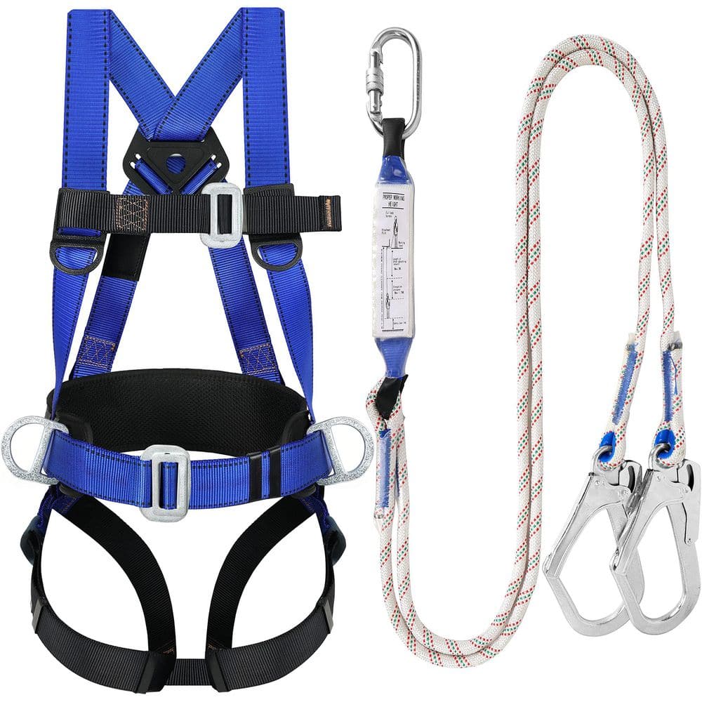 30-56 in. Waist Safety Harness Fall Protection Kit with Shock Absorbing Lanyard and Updated Comfortable Waist Pad - Hercitys