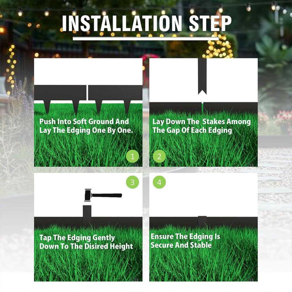 33 ft. Galvanized Steel Landscape Edging with 11 Stakes, 10-Pack - Hercitys