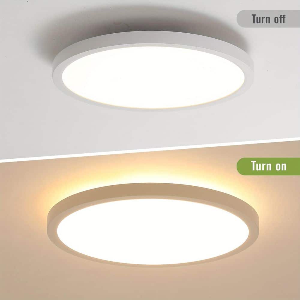 12 in. 20-Watt Modern White LED Integrated Flush Mount with White Acrylic Shade - Hercitys