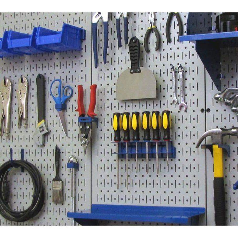 32 in. x 32 in. Overall Size Gray Metal Pegboard Pack with Two 32 in. x 16 in. Pegboards - Hercitys